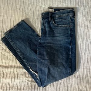 Abercrombie "The Boyfriend - Mid Rise" Dark Wash Denim Jeans w/ rips Size 25 R